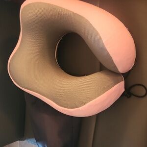 Pink Travel Pillow with Black Pouch